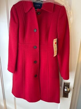JCrew Red Lady Day Coat, Sz 0P, NWT